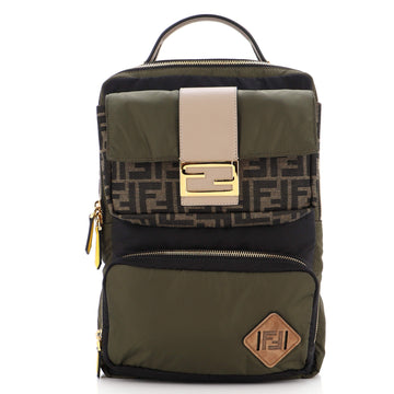 Fendi Baguette Backpack Nylon with Zucca Canvas and Leather Medium