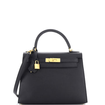 Hermes Kelly Handbag Black Epsom with Gold Hardware 28