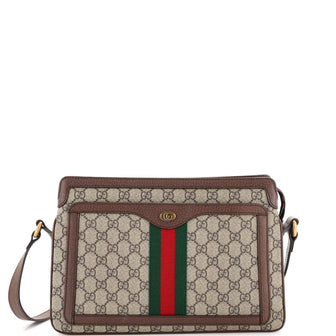 Gucci Ophidia Zip Shoulder Bag GG Coated Canvas Medium