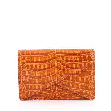 Bottega Veneta Piano Crisscross Clutch Crocodile Small Orange 2223701