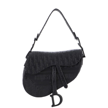 Christian Dior Saddle Handbag Oblique Embossed Calfskin Medium