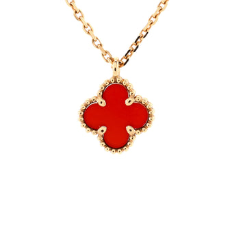 Van Cleef & Arpels Sweet Alhambra Pendant Necklace 18K Rose Gold and Carnelian