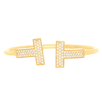 Tiffany & Co. T Wire Bracelet 18K Yellow Gold with Diamonds Wide