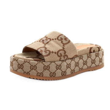 Gucci Women's Angelina Platform Slide Sandals GG Canvas
