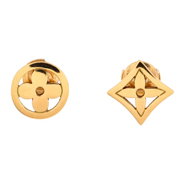 Louis Vuitton Monogram Resille Stud Earrings 18K Yellow Gold