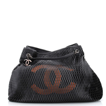 Chanel CC Logo Charm Tote Perforated Leather Large