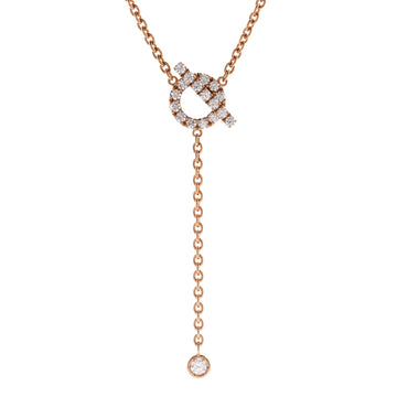 Hermes Finesse Lariat Necklace 18K Rose Gold and Diamonds