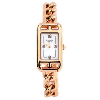 Hermes Nantucket Quartz Watch Rose Gold with Mother of Pearl 17