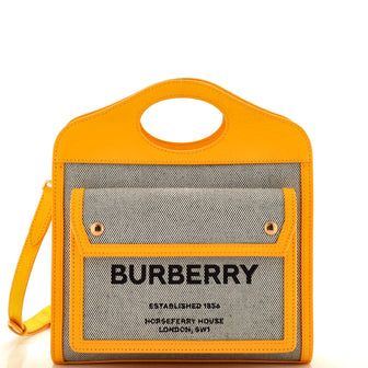 Burberry Logo Pocket Tote Canvas with Leather Mini