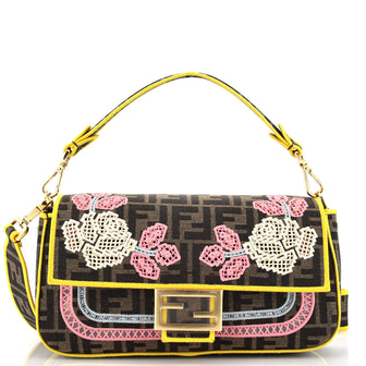 Fendi Baguette NM Bag Embroidered Zucca Canvas Medium