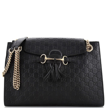 Gucci Emily Chain Flap Shoulder Bag Guccissima Leather Large