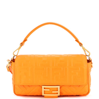 Fendi Baguette NM Bag Zucca Embossed Leather Medium