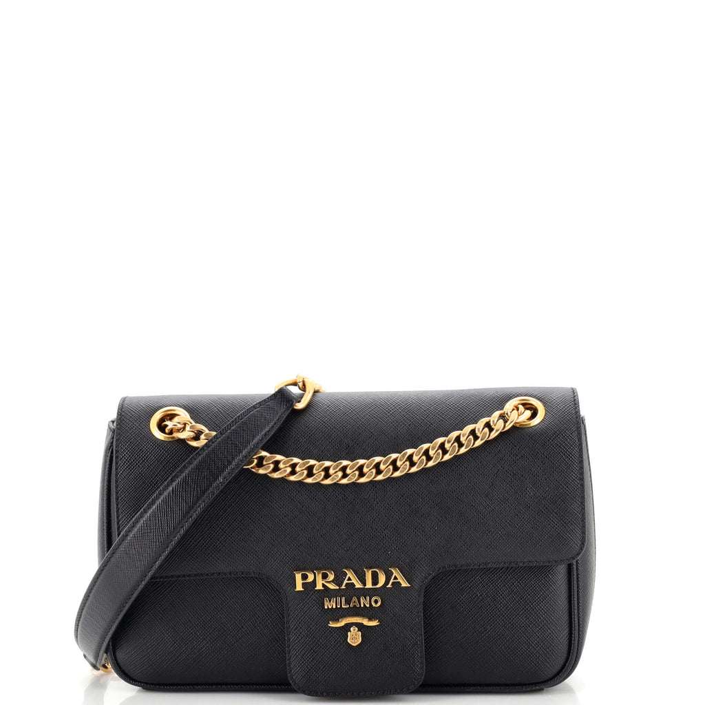 Good as New Prada 1BD193 Black Pattina Saffiano Leather Small