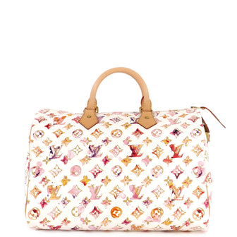 Louis Vuitton Speedy Handbag Monogram Watercolor Aquarelle 35 Pink