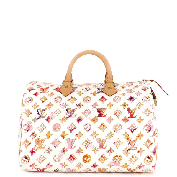 LOUIS VUITTON WHITE WATERCOLOR AQUARELLE SPEEDY 35 HANDBAG GREAT CONDITION