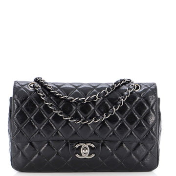 Chanel Classic Double Flap Bag Quilted Crinkled Patent Medium