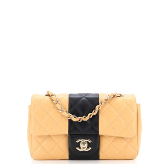 Chanel Bicolor Classic Single Flap Bag Quilted Lambskin Mini
