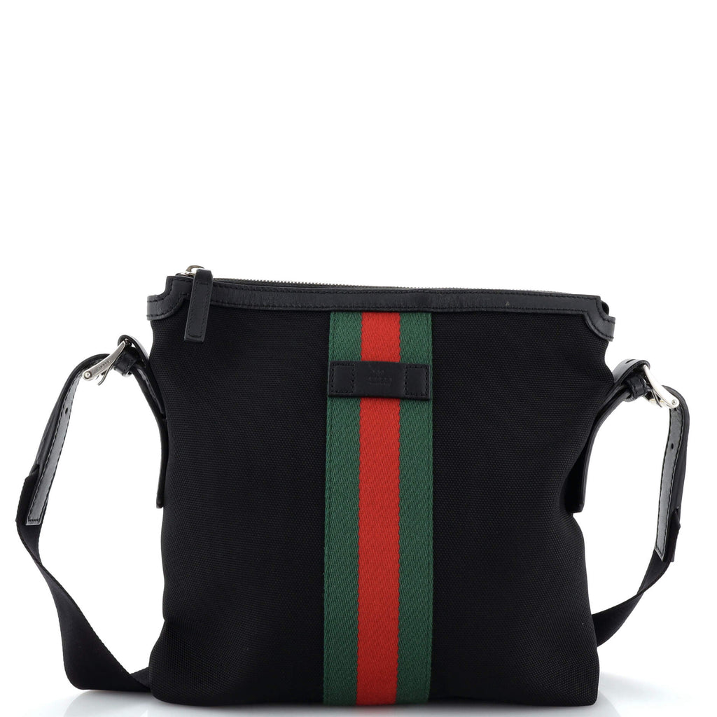 Gucci Techno Canvas Web Messenger Bag in Black