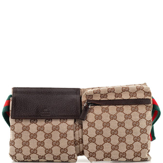 Gucci Vintage Double Belt Bag GG Canvas