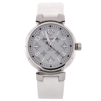 Louis Vuitton Tambour Quartz Watch Stainless Steel and Monogram Rubber 34