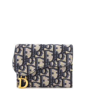 Christian Dior Saddle Card Case Oblique Canvas