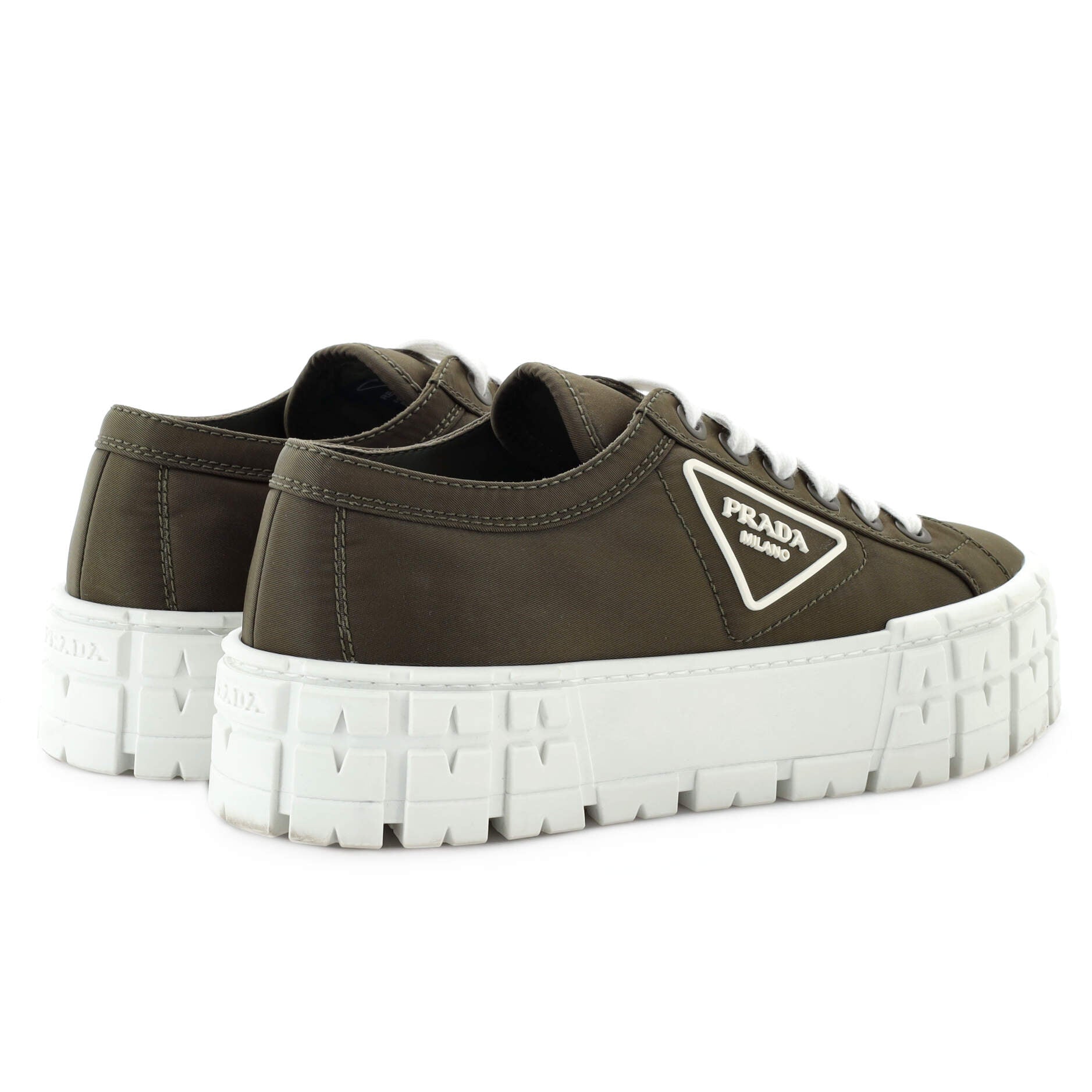 Prada Women's Double Wheel Platform Sneakers Nylon Green 2225401