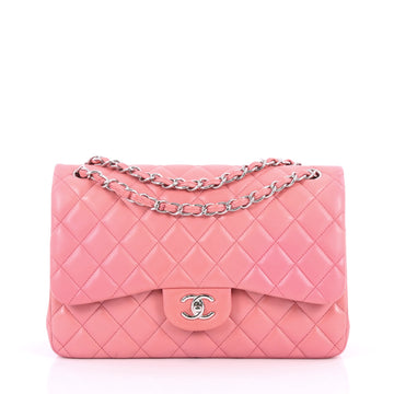 Chanel Classic Double Flap Bag Quilted Lambskin Jumbo Pink