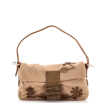 Fendi Baguette Bag Wool with Pony Hair Applique