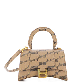 Balenciaga Hourglass Top Handle Bag BB Coated Canvas XS