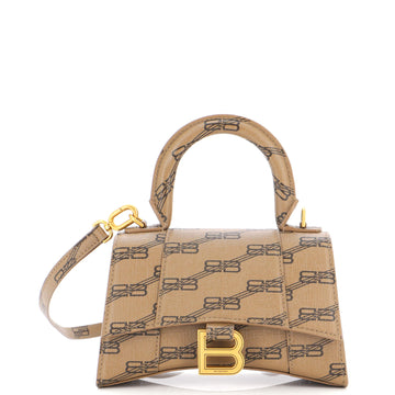 Balenciaga Hourglass Top Handle Bag BB Coated Canvas XS