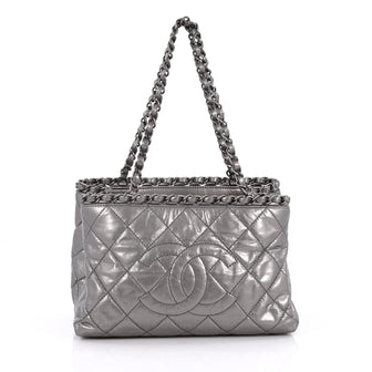 Chanel Chain Me Tote Quilted Calfskin Small Silver