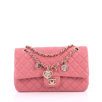 Chanel Valentine Crystal Hearts Flap Bag Quilted Lambskin Medium Pink