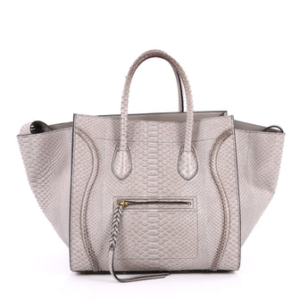 Celine Phantom Handbag Python Medium Gray 2225706