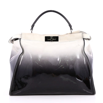 Fendi Peekaboo Handbag Ombre Patent Large Black 2225707
