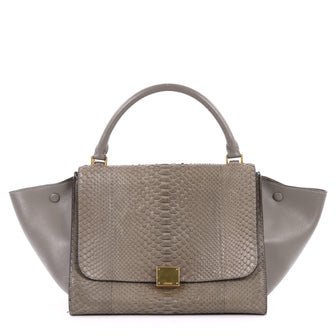 Celine Trapeze Handbag Python Small Gray 2225710