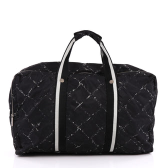 Chanel Quilted Print Nylon Travel Line Duffel Bag Large