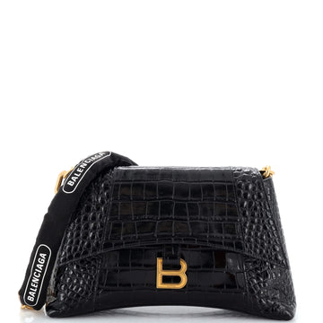 Balenciaga Downtown S Chain-Handle Shoulder Bag Crocodile Embossed Leather Small