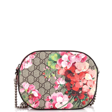 Gucci Chain Crossbody Bag Blooms Print GG Coated Canvas Mini