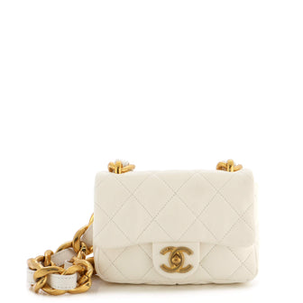 Chanel White Quilted Lambskin Leather Small Funky Town Flap Shoulder Bag