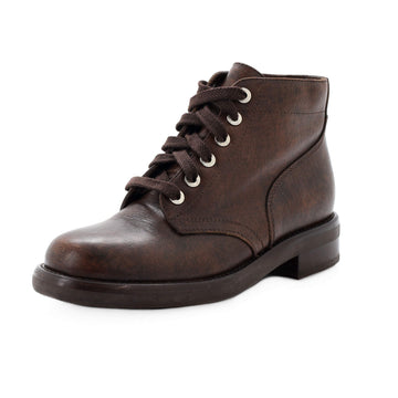 Chanel Women's CC Lace Up Ankle Boots Leather