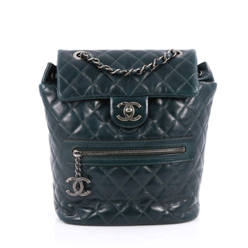 Chanel Mountain Backpack Quilted Glazed Calfskin Small Green