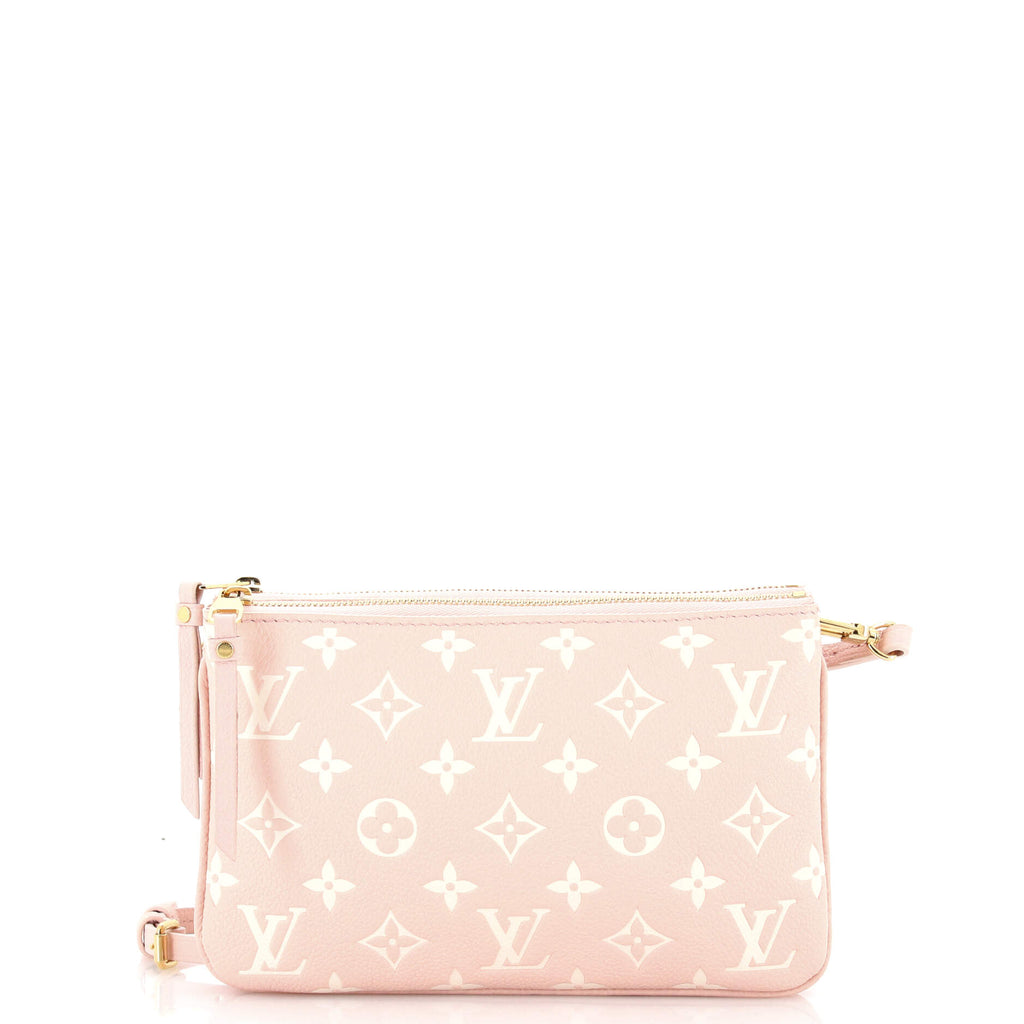New Louis Vuitton Pink Double Zip Pochette Empreinte Crossbody Bag
