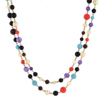 Chanel CC Station Long Necklace Resin Beads and Faux Pearls with Metal and Enamel