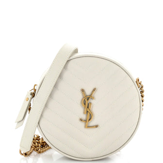 Saint Laurent Vinyle Round Camera Bag Matelasse Chevron Leather