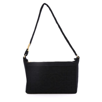 Chanel Chocolate Bar CC Shoulder Bag Quilted Jersey Medium Black