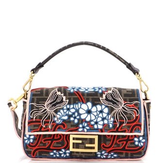 Fendi Baguette NM Bag Embroidered Zucca Canvas Medium