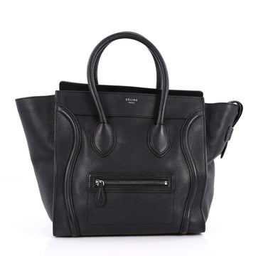Celine Luggage Handbag Grainy Leather Mini Black 2227601