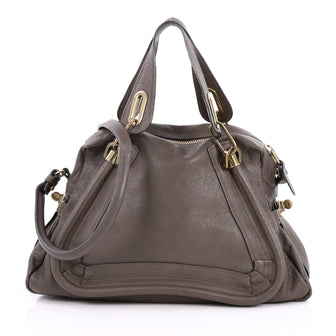 Chloe Paraty Top Handle Bag Leather Medium Gray 2227902