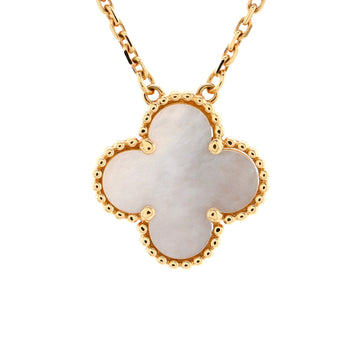 Van Cleef & Arpels Vintage Alhambra Pendant Necklace 18K Yellow Gold and Mother of Pearl