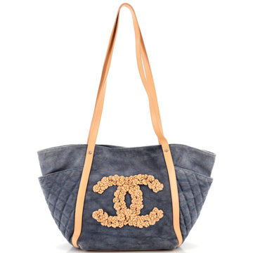 Chanel Camellia CC Tote Embellished Denim Large